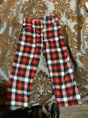 Hanes Red, Black and White Plaid Fleece Pants